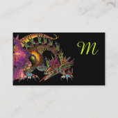 DRAGO Fantasy Dragon Monogram zwart paars geel Visitekaartje (Achterkant)