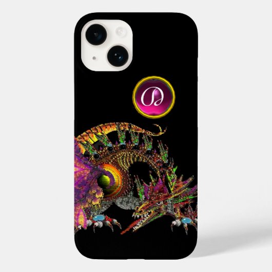DRAGO, FANTASY DRAGON, PINK PAARSE GEMSTONE MONOGR Case-Mate iPhone CASE (Achterkant)