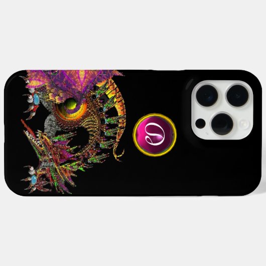 DRAGO, FANTASY DRAGON, PINK PAARSE GEMSTONE MONOGR Case-Mate iPhone CASE (Achterkant (horizontaal))