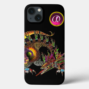 DRAGO, FANTASY DRAGON, PINK PAARSE GEMSTONE MONOGR Case-Mate iPhone CASE
