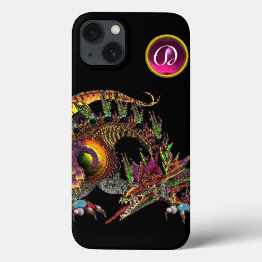 DRAGO, FANTASY DRAGON, PINK PAARSE GEMSTONE MONOGR Case-Mate iPhone CASE (Achterkant)