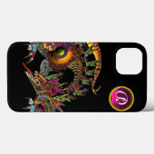 DRAGO, FANTASY DRAGON, PINK PAARSE GEMSTONE MONOGR Case-Mate iPhone CASE (Achterkant (horizontaal))