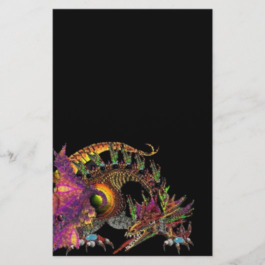 DRAGO / FANTASY GOLD DRAGON IN PAARS EN ZWART BRIEFPAPIER (Voorkant)