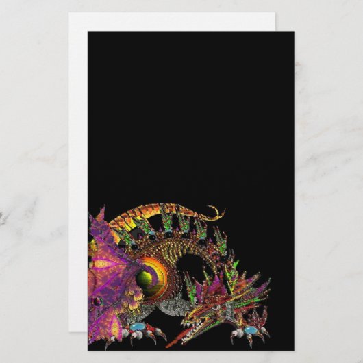 DRAGO / FANTASY GOLD DRAGON IN PAARS EN ZWART BRIEFPAPIER (Voorkant / Achterkant)
