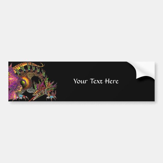 DRAGO / FANTASY GOLD DRAGON IN PAARS EN ZWART BUMPERSTICKER (Voorkant)