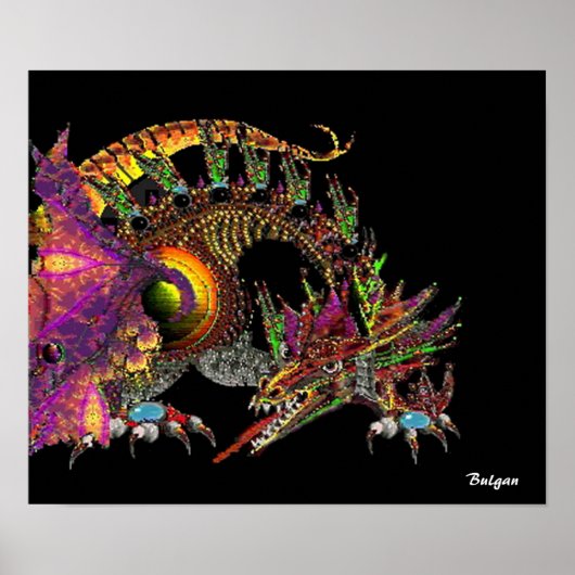 DRAGO / FANTASY GOLD DRAGON IN PAARS EN ZWART POSTER (Voorkant)