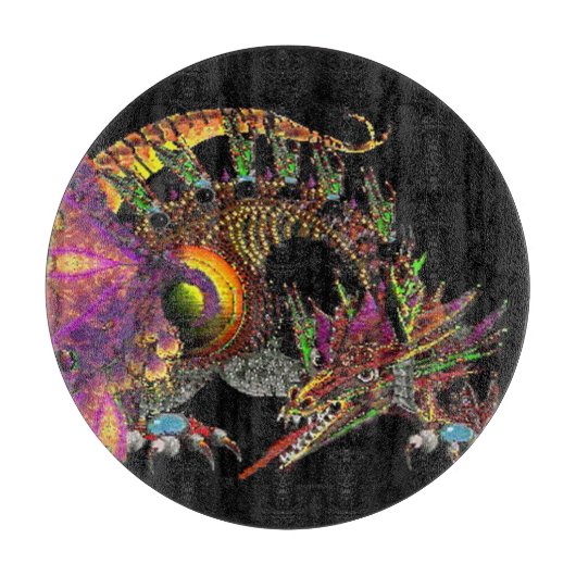 DRAGO / FANTASY GOLD DRAGON IN PAARS EN ZWART SNIJPLANK (Voorkant)