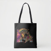 DRAGO / FANTASY GOLD DRAGON IN PAARS EN ZWART TOTE BAG (Voorkant)