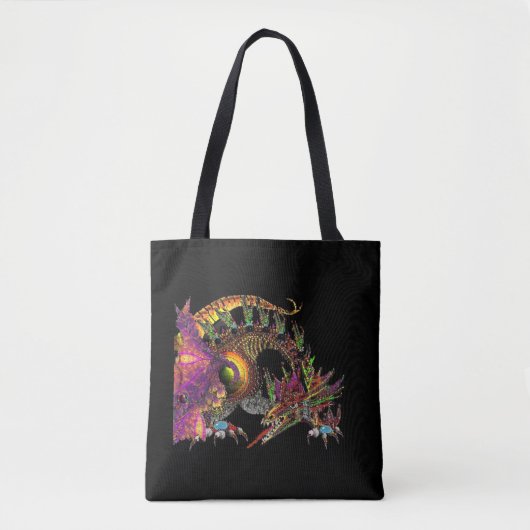 DRAGO / FANTASY GOLD DRAGON IN PAARS EN ZWART TOTE BAG (Voorkant)