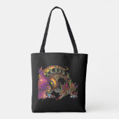 DRAGO / FANTASY GOLD DRAGON IN PAARS EN ZWART TOTE BAG (Achterkant)