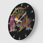 DRAGO/Fantasy Gold Dragon in zwarte roze stenen Grote Klok (Hoek)