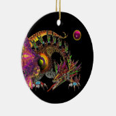 DRAGO Fantasy Gold Dragon, Roze Amethyst Monogram Keramisch Ornament (Rechts)