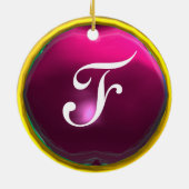 DRAGO Fantasy Gold Dragon, Roze Amethyst Monogram Keramisch Ornament (Achterkant)