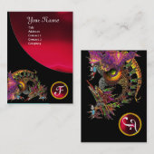 DRAGO GEM STONE MONOGRAM Black Red burgundy Visitekaartje (Voorkant / Achterkant)