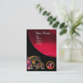 DRAGO GEM STONE MONOGRAM Black Red burgundy Visitekaartje (Staand voorkant)