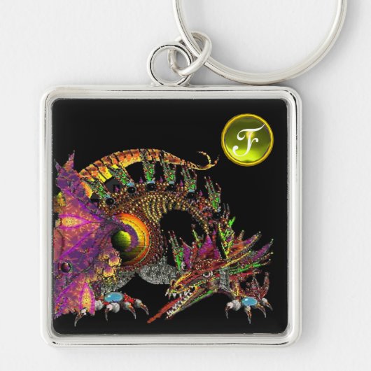 DRAGO, Green Yellow Topaz Monogram Sleutelhanger (Voorkant)