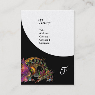 DRAGO, monogram, zwart paars, goudmetaal Visitekaartje