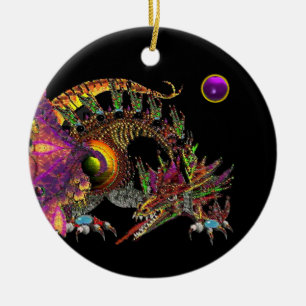 DRAGO Paarse Amethyst-monogram Keramisch Ornament