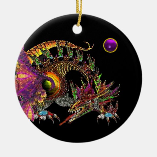 DRAGO Paarse Amethyst-monogram Keramisch Ornament (Voorkant)