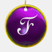 DRAGO Paarse Amethyst-monogram Keramisch Ornament (Achterkant)