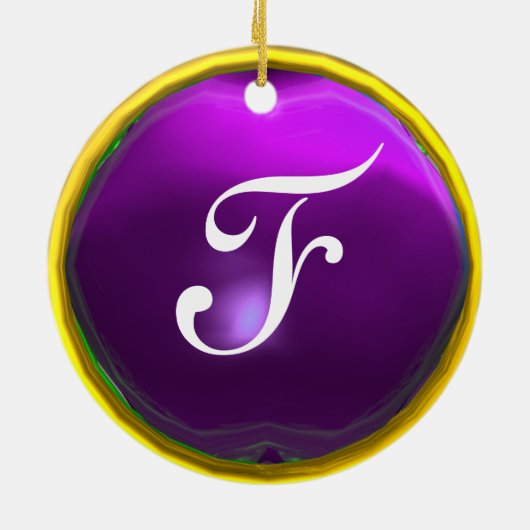 DRAGO Paarse Amethyst-monogram Keramisch Ornament (Achterkant)