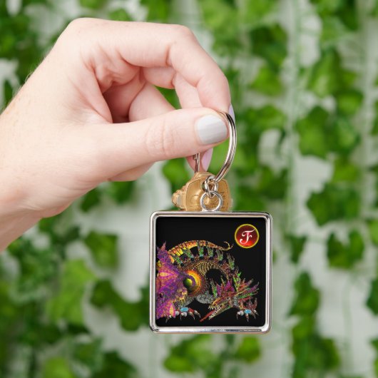 DRAGO, Red Ruby Gem Monogram Sleutelhanger (Hand)