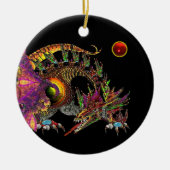 DRAGO Red Ruby Monogram Keramisch Ornament (Voorkant)