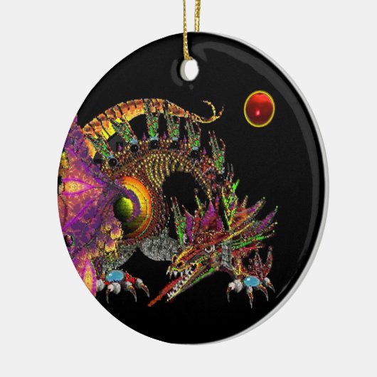 DRAGO Red Ruby Monogram Keramisch Ornament (Links)