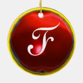 DRAGO Red Ruby Monogram Keramisch Ornament (Achterkant)