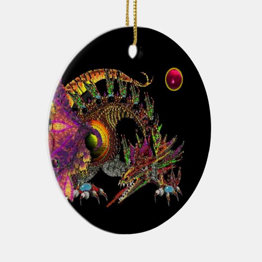 DRAGO Roze rode roodbruin Monogram Keramisch Ornament (Rechts)