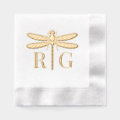 Dragofly Silhouette 2 Initiaal bruiloft Monogram # Folie Servetten (Voorkant)