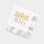 Dragofly Silhouette 2 Initiaal bruiloft Monogram # Folie Servetten (Links)