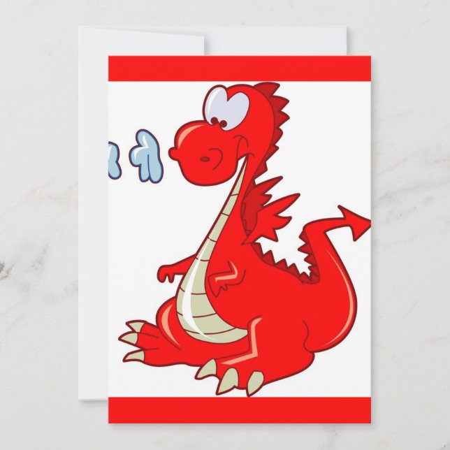 dragon302 RED CARTOON DRAGON CUTE HAPPY KINDER GRA (Voorkant)