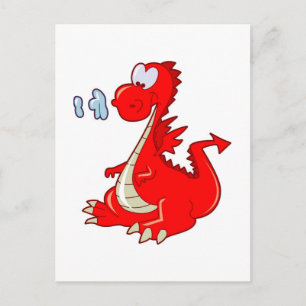 dragon302 RED CARTOON DRAGON CUTE HAPPY KINDER GRA Briefkaart