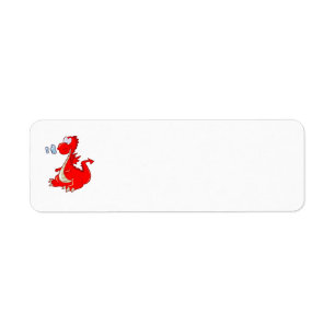 dragon302 RED CARTOON DRAGON CUTE HAPPY KINDER GRA Etiket