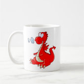 dragon302 RED CARTOON DRAGON CUTE HAPPY KINDER GRA Koffiemok (Links)