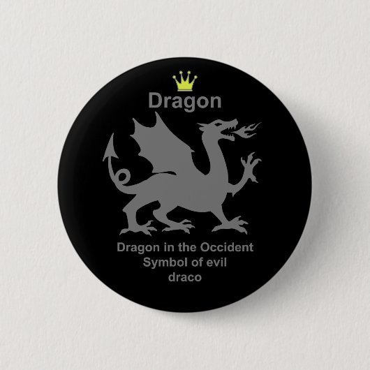 dragon　龍　竜 ronde button 5,7 cm (Voorkant)