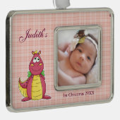 Dragon 1e Kerstmis Verzilverd Omlijst Ornament (Rechts)