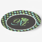 Dragon 1e verjaardag Borden groen/blauw/grijs Papieren Bordje (Gekanteld)