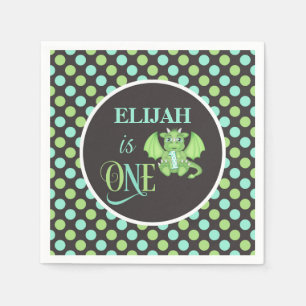 Dragon 1e verjaardag servetten - gepersonaliseerd