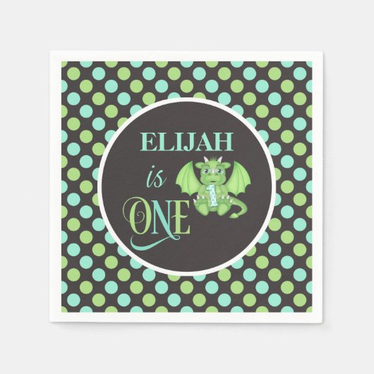 Dragon 1e verjaardag servetten - gepersonaliseerd (Voorkant)