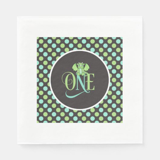 Dragon 1e verjaardag servetten - ONE (Voorkant)