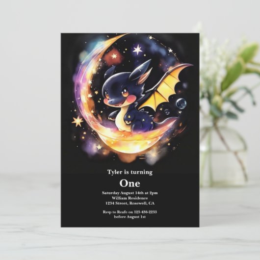 Dragon 1st Birthday Kaart (Staand voorkant)