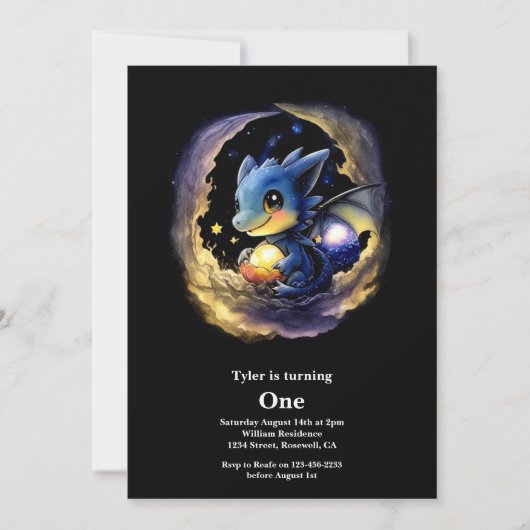 Dragon 1st Birthday Kaart (Voorkant)