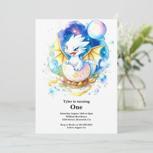 Dragon 1st Birthday Kaart (Staand voorkant)