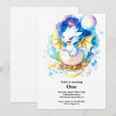 Dragon 1st Birthday Kaart (Voorkant / Achterkant)