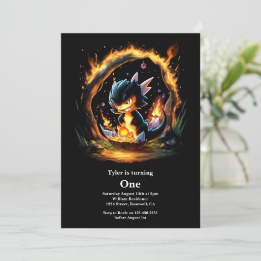 Dragon 1st Birthday Kaart (Staand voorkant)