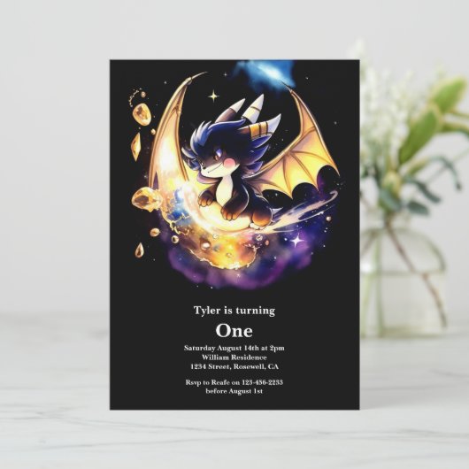 Dragon 1st Birthday Kaart (Staand voorkant)