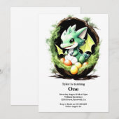 Dragon 1st Birthday Kaart (Voorkant / Achterkant)