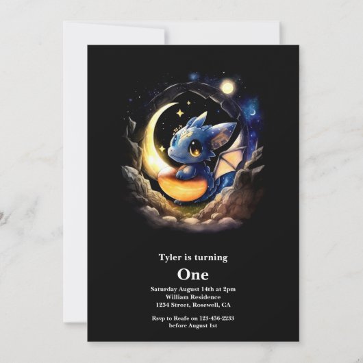 Dragon 1st Birthday Kaart (Voorkant)